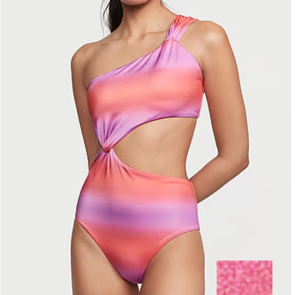 Victoria's Secret Pink and Purple One-Shoulder Swimsuit